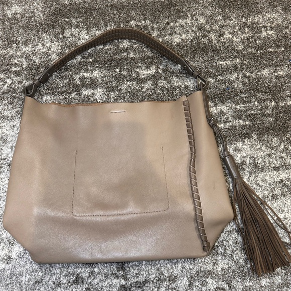 All Saints Taupe Shoulder Bag with Tassel - Picture 2 of 9
